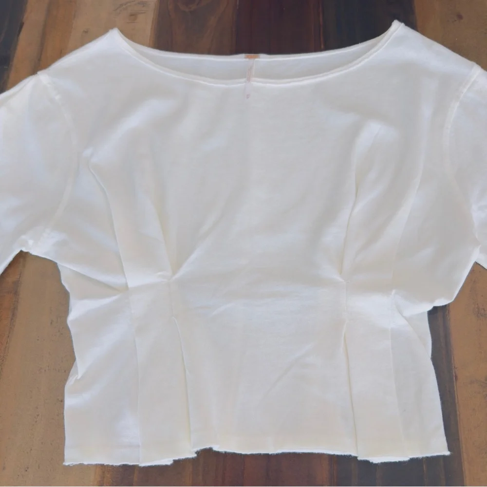 Free People Cropped Boat Neck Top XS